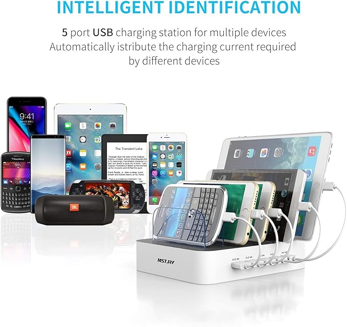 MSTJRY Charging Station for Multiple Devices : 5 Port Multi USB-A Charger - Image 4
