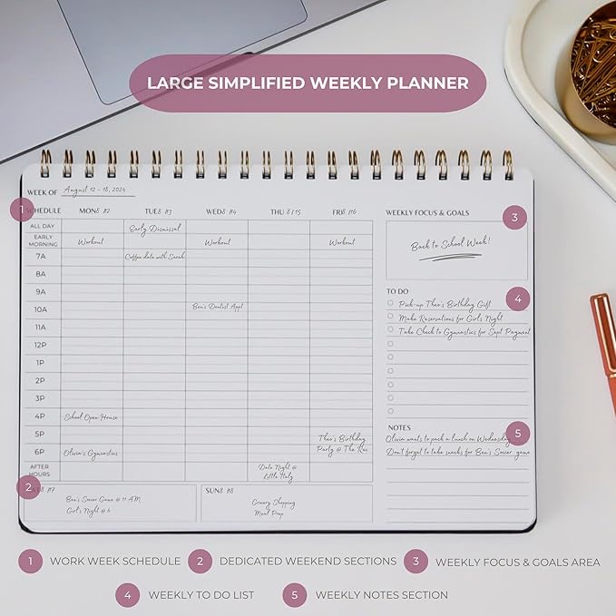 Undated Weekly Schedule | Business Planner | 8.25” x 11.75” ADHD Organizer | - Image 7