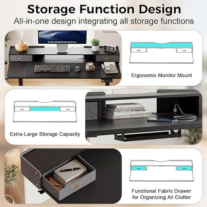 Electric Standing Desk with Drawers, 55 Inch Height Adjustable Desk with Power - Image 5