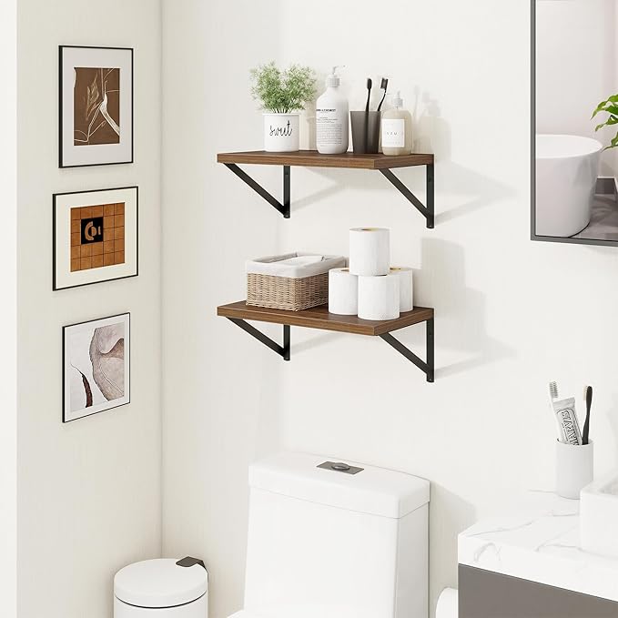 Axeman Deep Floating Shelves | 16 Inch Walnut Wall Shelves Set of 2 | 10 Inch - Image 2