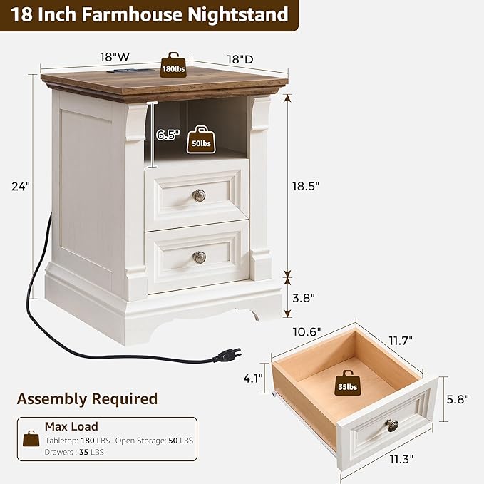 T4TREAM Farmhouse Nightstand - Image 2