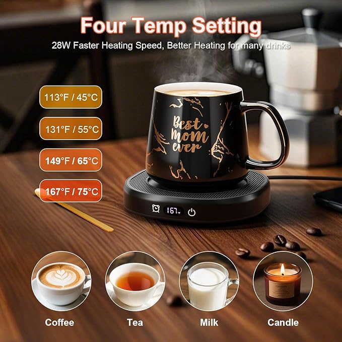 Coffee Mug Warmer & Best MOM Ever Mug Set, Electric Coffee Cup Warmer - Image 2
