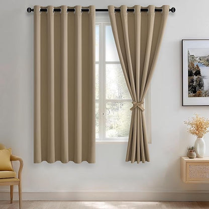 JIUZHEN Blackout Curtains with Tiebacks by JIUZHEN