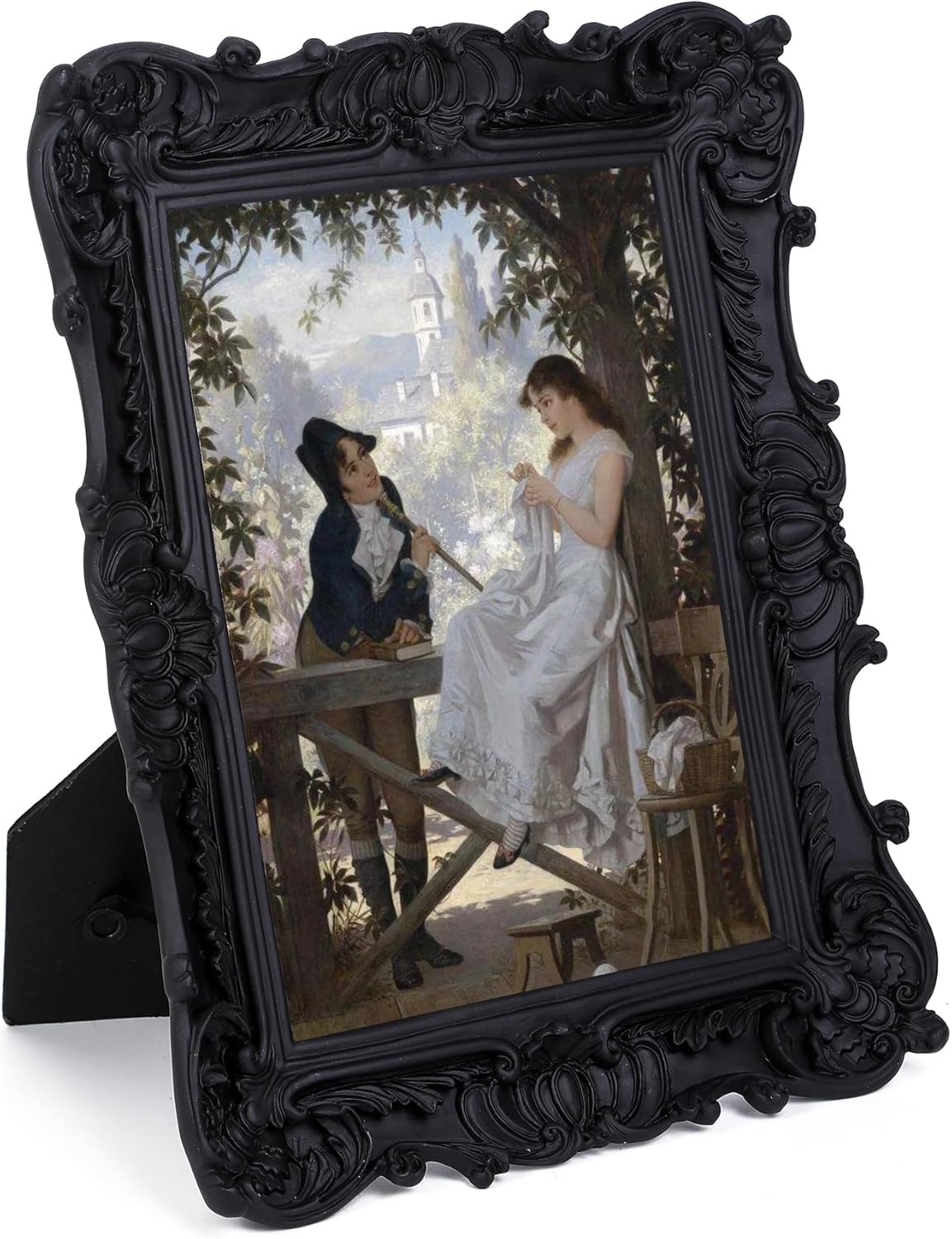 Antique Picture Frames 5x7 Vintage Victorian Ornate Picture Frames with Front Glass Wall Mount and Tabletop Gothic Home Decor Retro Gallery Wall Decor,1 Pack,Black
