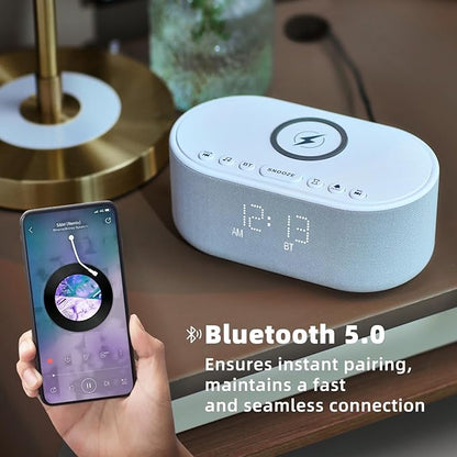 Sound Machine Alarm Clock Wireless Charger: Bluetooth 10W Stereo Sound Speaker - Image 7