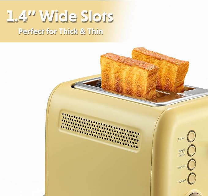 BUYDEEM DT620 2-Slice Toaster, Extra Wide Slots, Retro Stainless Steel - Image 4