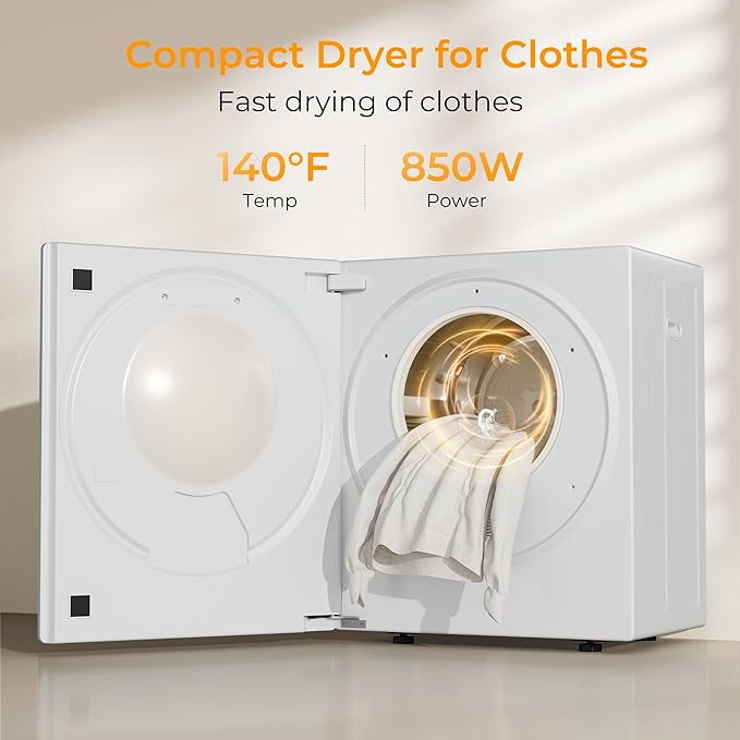 EUHOMY 1.5 Cu.ft. Portable Clothes Dryer, 850W Compact Dryer - Image 2