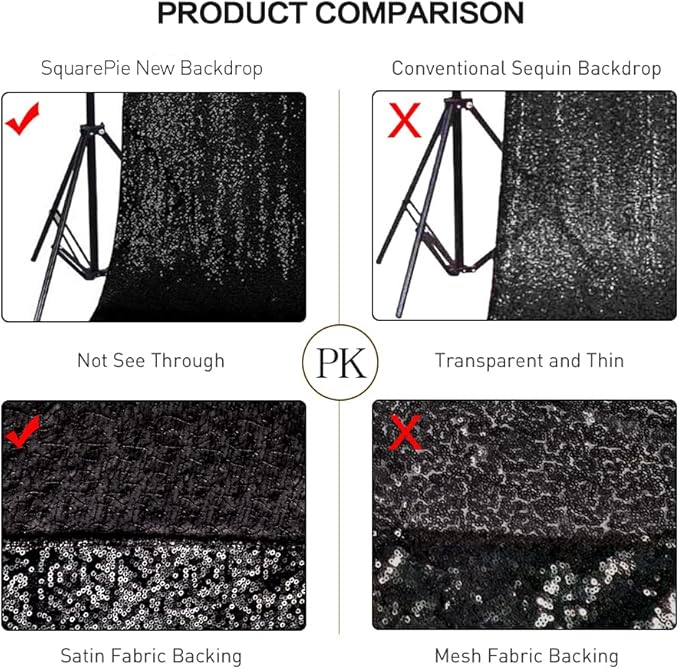 SquarePie Sequin Backdrop Less See Through Thick Background Glitter Curtain f...