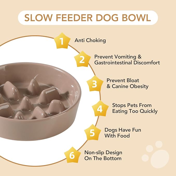 Ceramic 1.2 Cup Dog Raised Slow Feeder Set, Elevated Bowl - Image 6