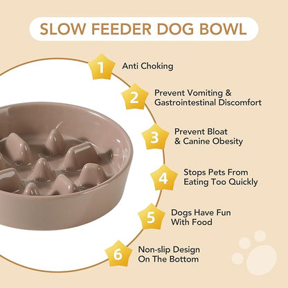 Ceramic 1.2 Cup Dog Raised Slow Feeder Set, Elevated Bowl - Image 6