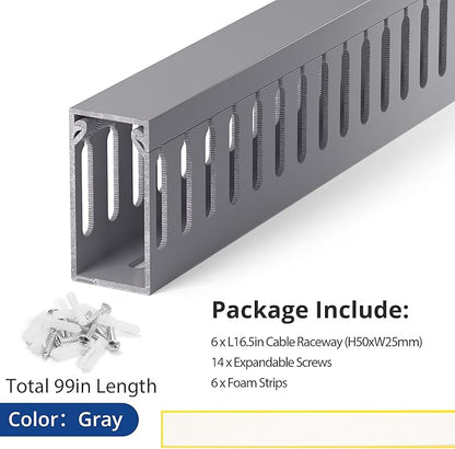 ZhiYo H2in x W1in Server Rack Cable Management Raceway, 99in Cable Raceway Kit - Image 5