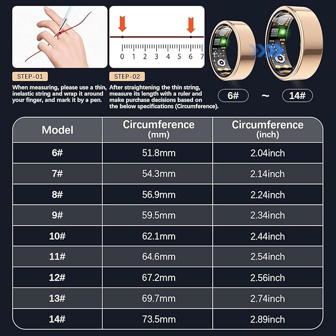 Smart Health Ring for Women Men, Fitness Tracker Ring - Image 2