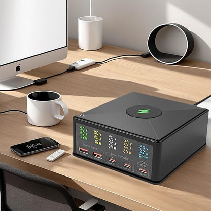 USB Charger Station Multi Port: Desktop 160W Power Fast Charging Hub Wall Block - Image 3