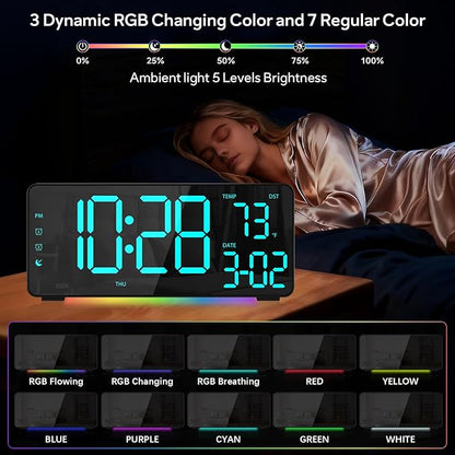 EVILTO Digital Alarm Clocks for Bedrooms, RGB Desk Clock - Image 2