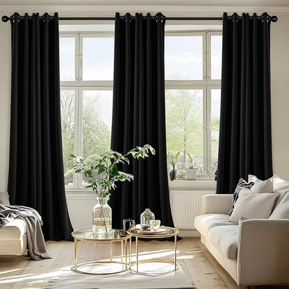 MIULEE Black Blackout Curtains for Bedroom Living Room 96 Inches Long 2 Panels - Image 6