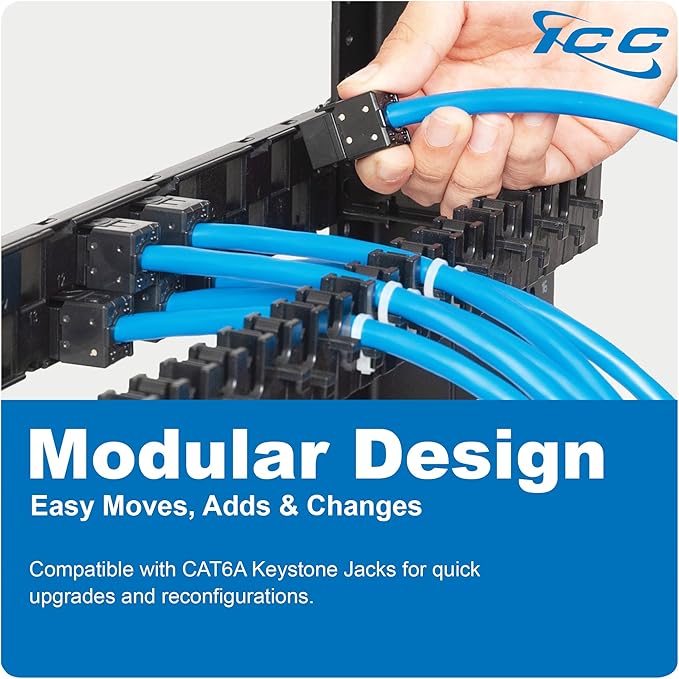 ICC 24-Port CAT6A Keystone 1U Patch Panel - Image 8