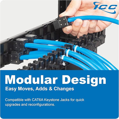 ICC 24-Port CAT6A Keystone 1U Patch Panel - Image 8
