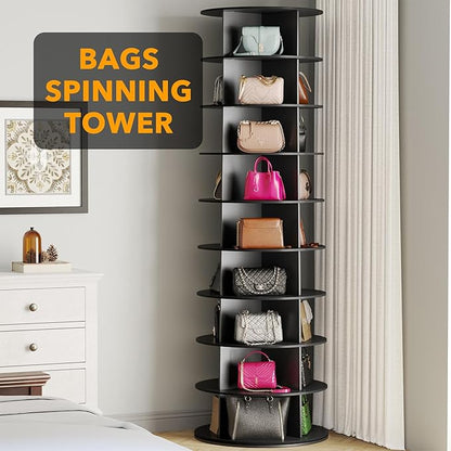SpaceAid 9 Tier Rotating Shoe Rack Tower, Spinning Shoe Display Lazy Susan - Image 5