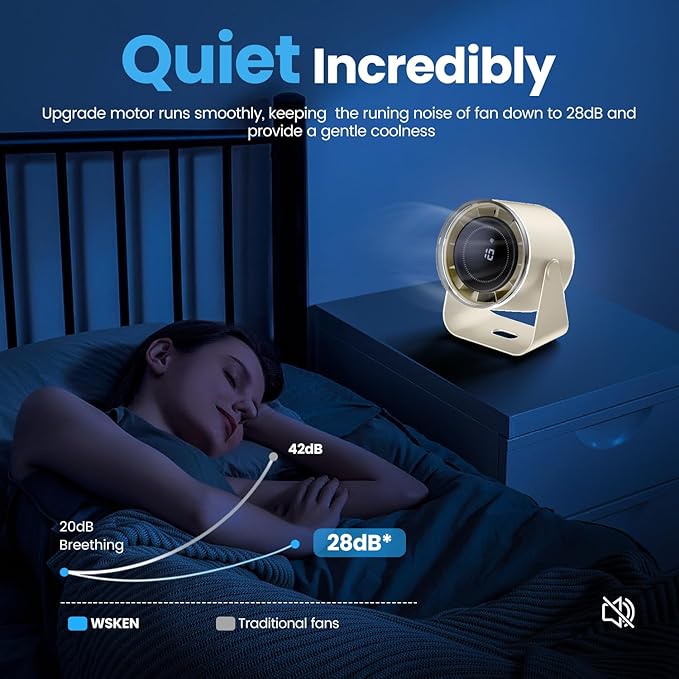 WSKEN Desk Fan with Battery Operated, Quiet Digital Display Portable Fan - Image 4