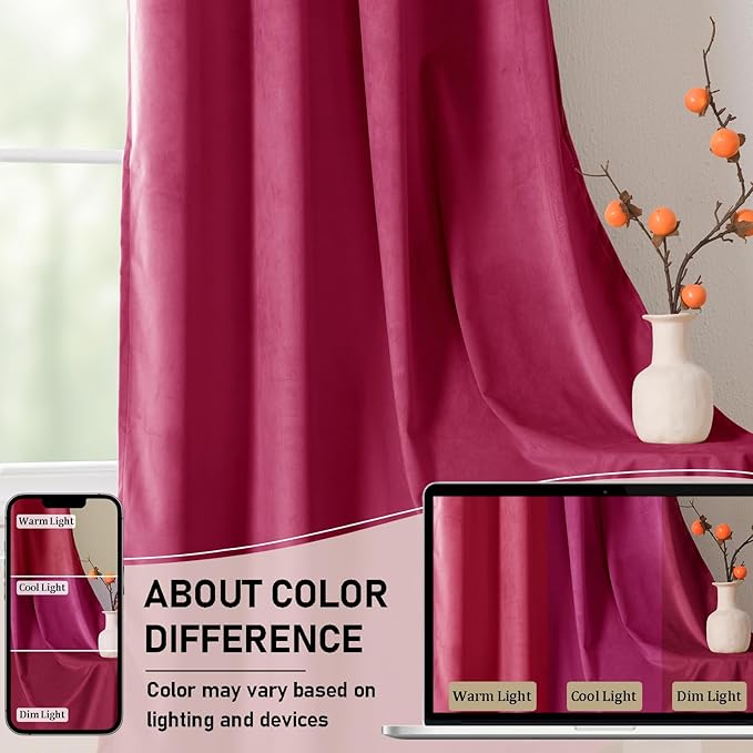JIUZHEN Velvet Curtains 96 inches Blackout Curtains - Image 5