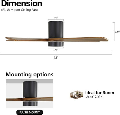WINGBO 48 Inch Flush Mount DC Ceiling Fan - Image 4
