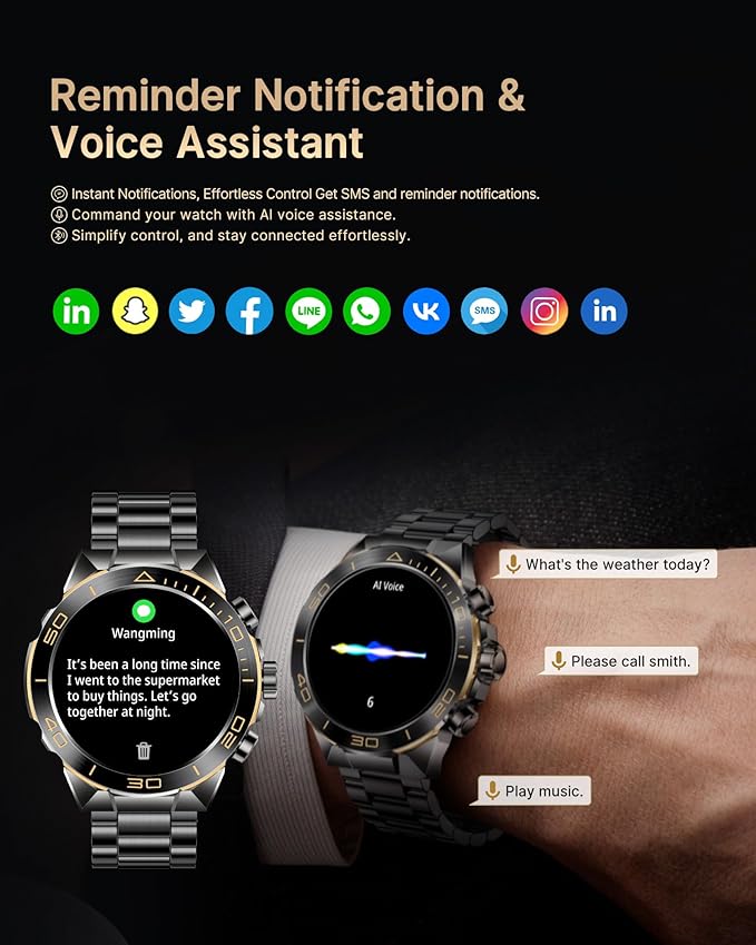 Smart Watch for Men Answer/Make Call for Android iPhone, 1.43" AMOLED HD Screen - Image 3