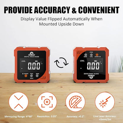 Digital Angle Finder with Laser, 4-side Magnetic Digital Angle Gauge, - Image 4
