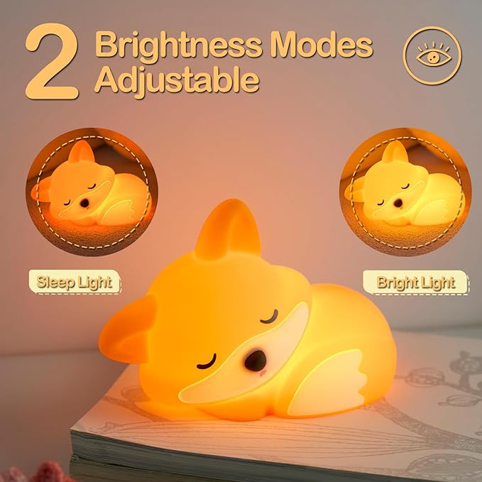 ATSUI Fox Night Light, LED Squishy Novelty Animal Lamp, Food Grade Silicone - Image 5
