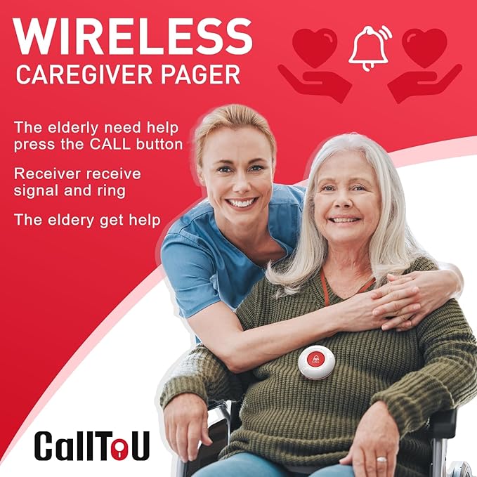 CallToU Wireless Caregiver Pager Smart Monitoring System Alert Buttons Hand - Image 2