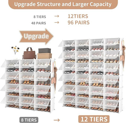 ROJASOP Shoe Storage Cabinet, 12-Tier Shoe Organizer 96 Pairs Extra Large - Image 4