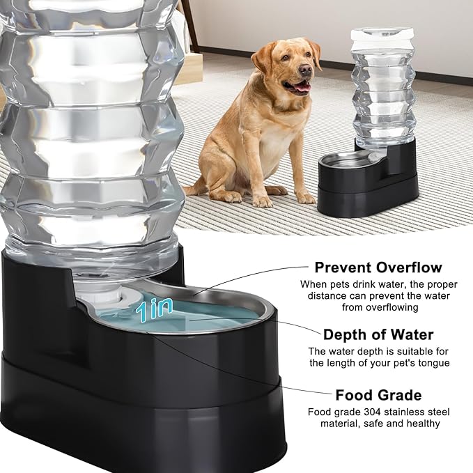 RIZZARI Automatic Dog Water Dispenser: Spill-Resistant 9L Black Gravity Feeder - Image 6