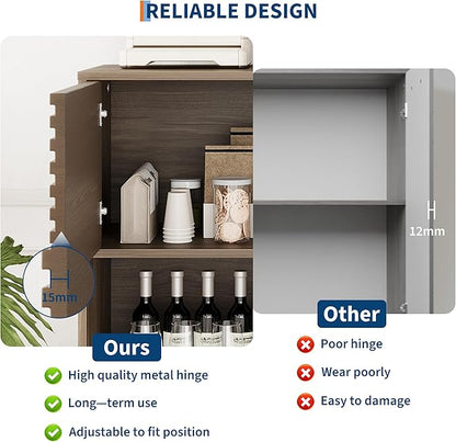 IDEALHOUSE Fluted Cabinet with Sliding Doors, Modern Wooden Storage Cabinet - Image 7