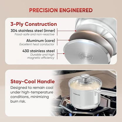 Sunhouse – 1.5 quart Stainless Steel Sauce Pan - Image 4
