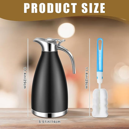 Uiifan 2 Pcs 68 oz Thermal Coffee Carafe Insulated Stainless Steel Coffee Carafe - Image 2