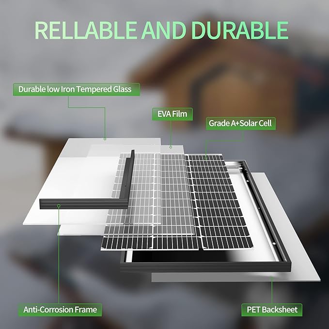 JJN 200 Watt Solar Panels, 10BB Monocrystalline 12V 2PCS 100W Solar Panel - Image 6