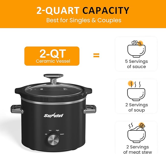 Sunvivi 2 Quart Slow Cooker, Small Slow Cooker - Image 9