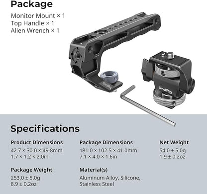 SMALLRIG Top Handle with Monitor Mount Kit, with 3/8"-16 Locating Holes - Image 10