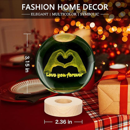 Kopesmsy 3D TayTay Gifts, Cute 3.15-inch Hands Heart Shaped Crystal Ball Night - Image 2