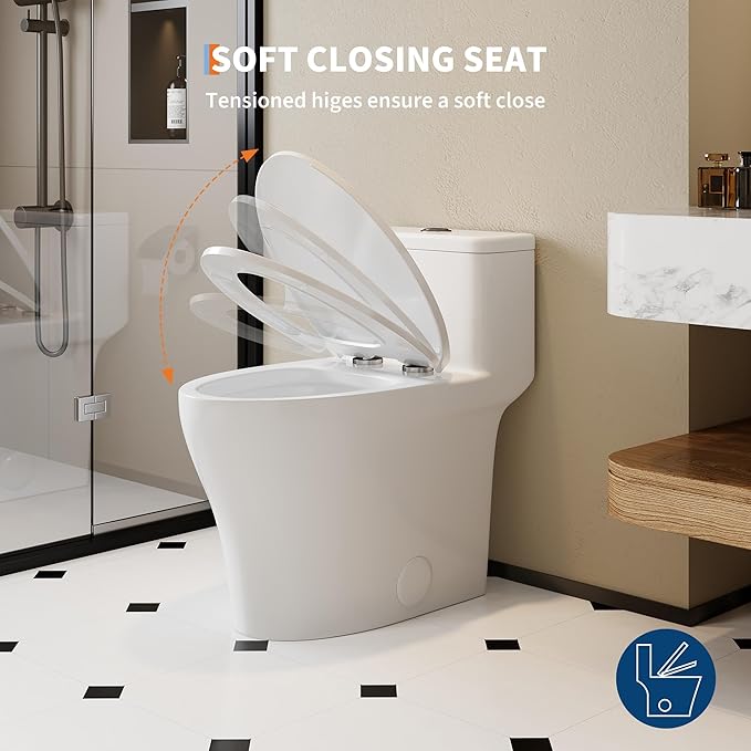 One-Piece Toilets, Low Water Tank, ADA 17.5" Seat Height, Water-Saving Design - Image 4