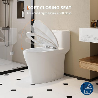 One-Piece Toilets, Low Water Tank, ADA 17.5" Seat Height, Water-Saving Design - Image 4