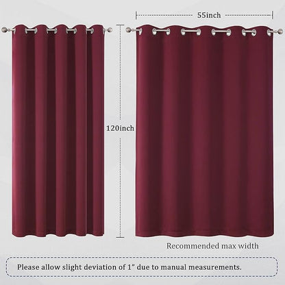 DUALIFE Burgundy Red Curtains for Bedroom Extra Long Drapes 120 Inches Long for - Image 6