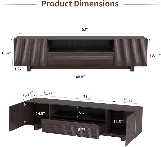 Epecoya TV Stand with Storage Cabinets - Image 2