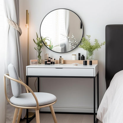 G-LEAF Black Round Mirror 32 inch Circle Mirror for Bathroom Vanity, Entryway, Living Room, Round Bathroom Mirror for Wall