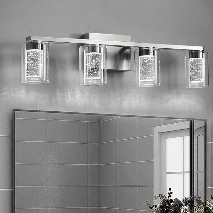 SADENICEL 4-Light Bathroom Light Fixtures, Brushed Nickel, Dimmable LED - Image 9