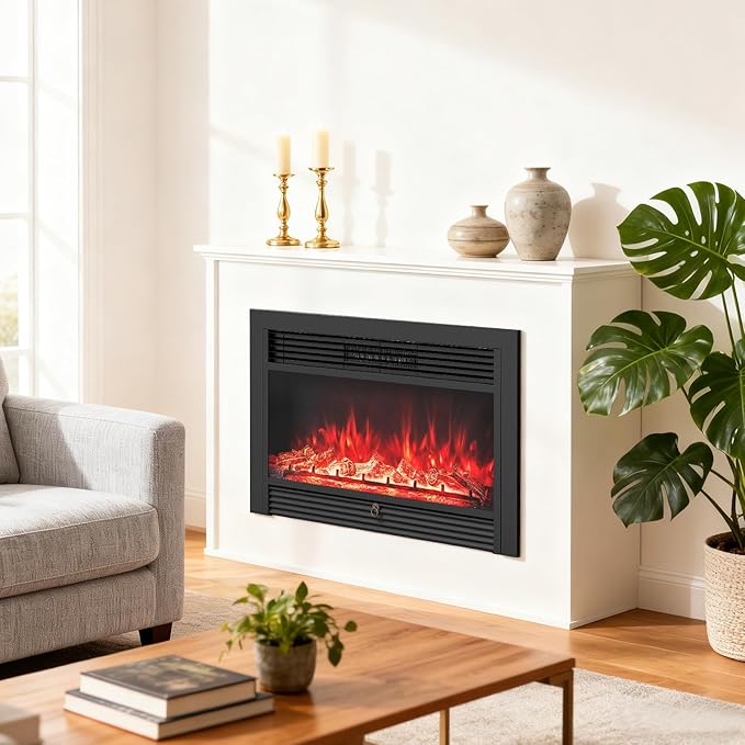 Giantex 33" Electric Fireplace Insert, Wall Recessed/Mounted, Freestanding - Image 9