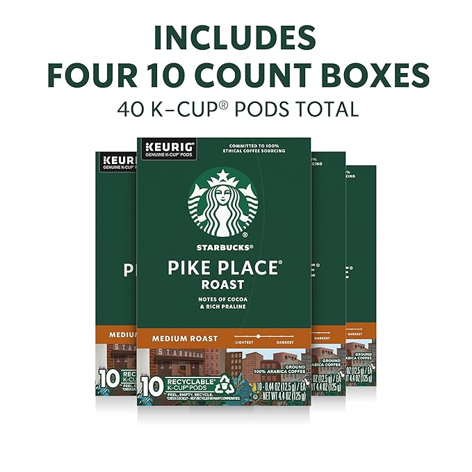 Starbucks K-Cup Coffee Pods, Medium Roast Hot or Iced Coffee, Pike Place Roast - Image 2