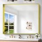 Gold Bathroom Mirror, 40x48 Inch Rectangular Framed Mirror, Large Wall Mounted by Unknown
