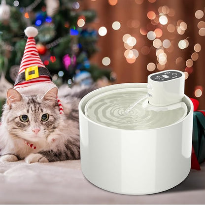 Ceramic Cat Water Fountain, Cat Water Fountain Cordless Battery Operated - Image 2