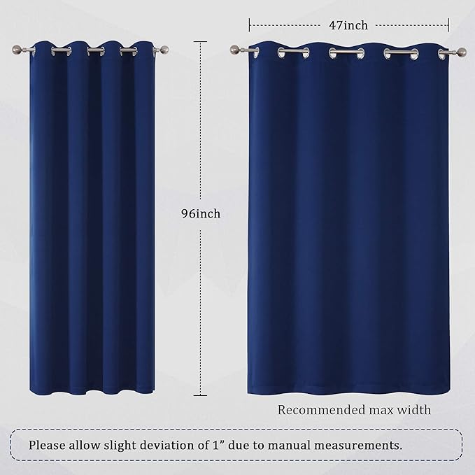 DUALIFE Navy Blue Blackout Curtains 96 Inch Length - Image 6