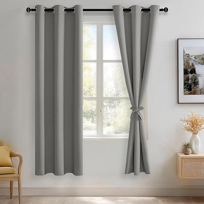 JIUZHEN Light Grey Blackout Curtains by JIUZHEN